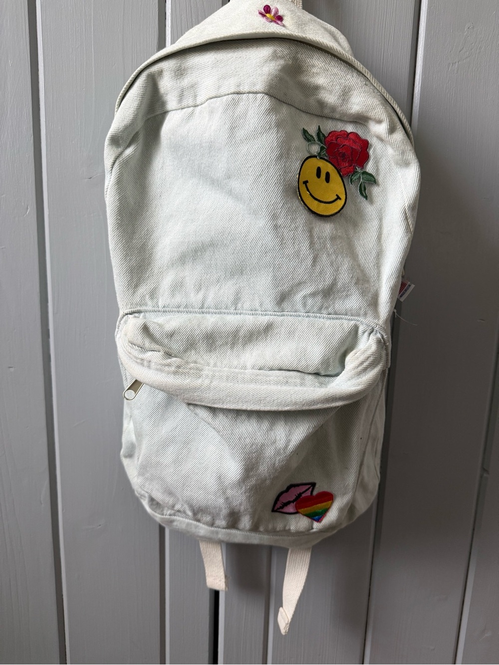 Vintage denim Backpack with Patches